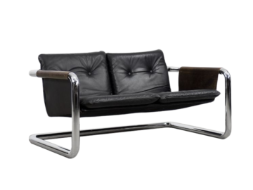 Brutalistyczna sofa skórzana, lata 50