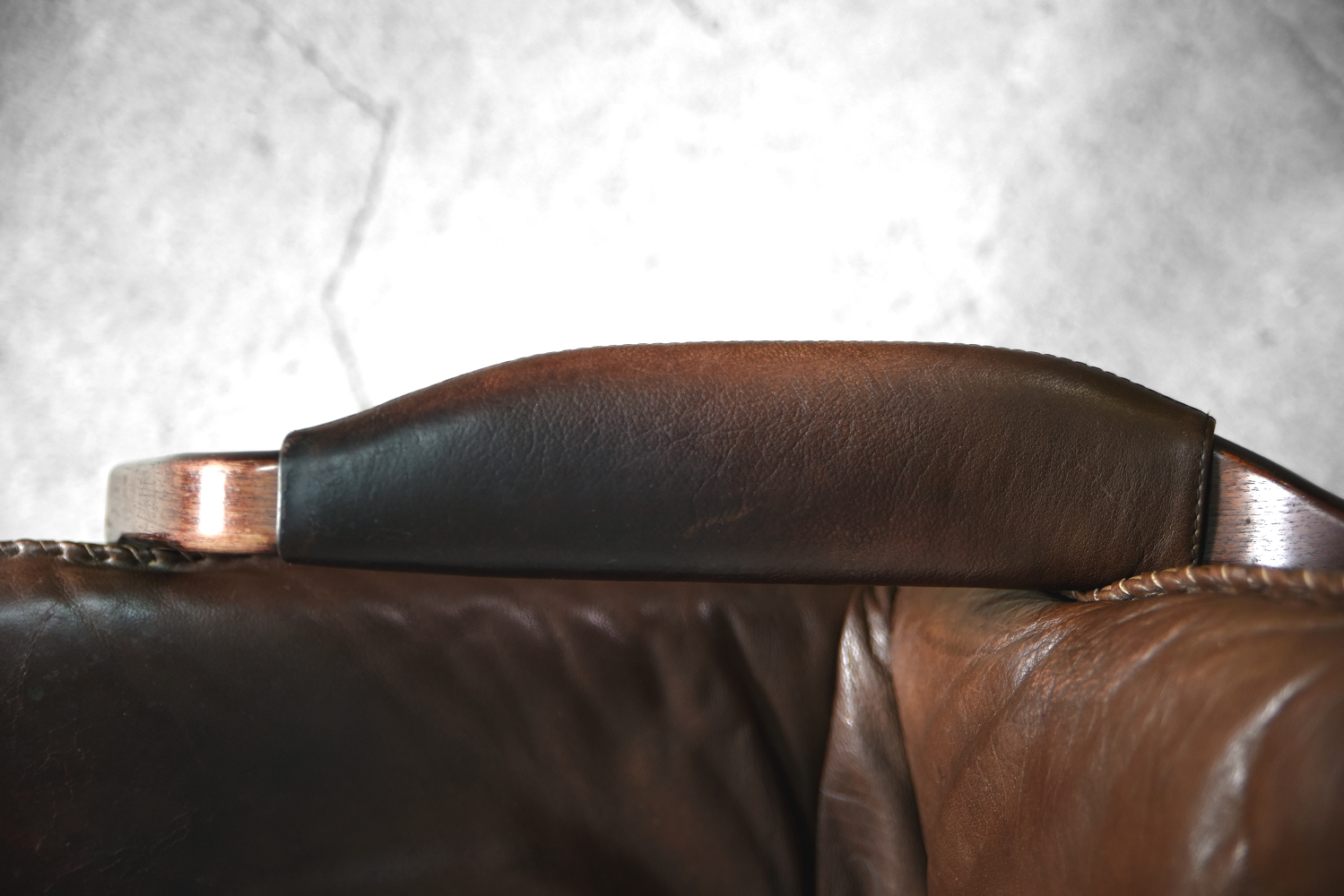 Skórzany fotel z podnóżkiem Berg, Dania, lata 70