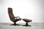 Skórzany fotel z podnóżkiem Berg, Dania, lata 70