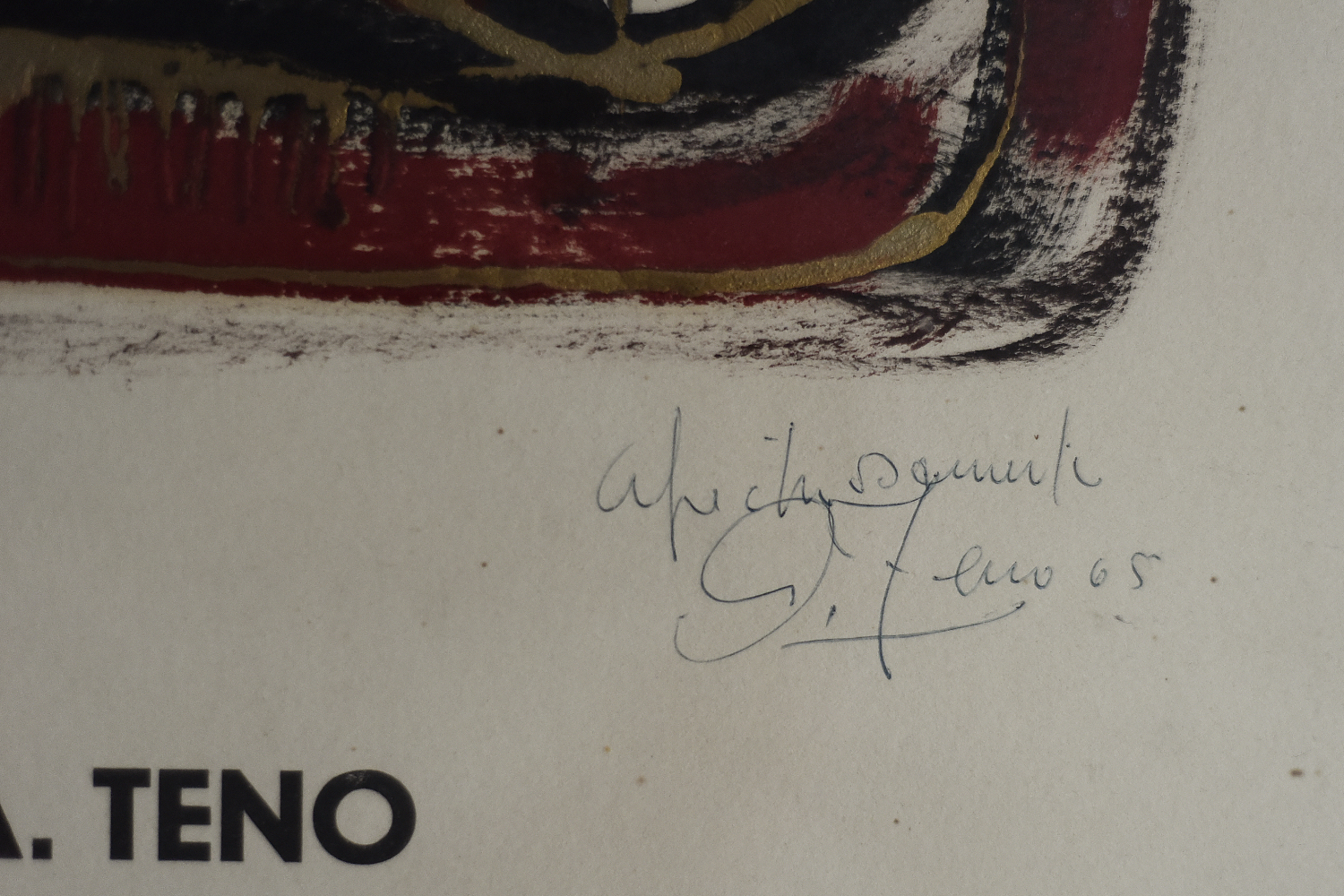 Plakat z wystawy twórczości Aurelio Teno, Dania, 1965