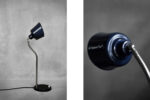 Industrialna lampa biurkowa z emaliowanym kloszem, Polska, lata 50