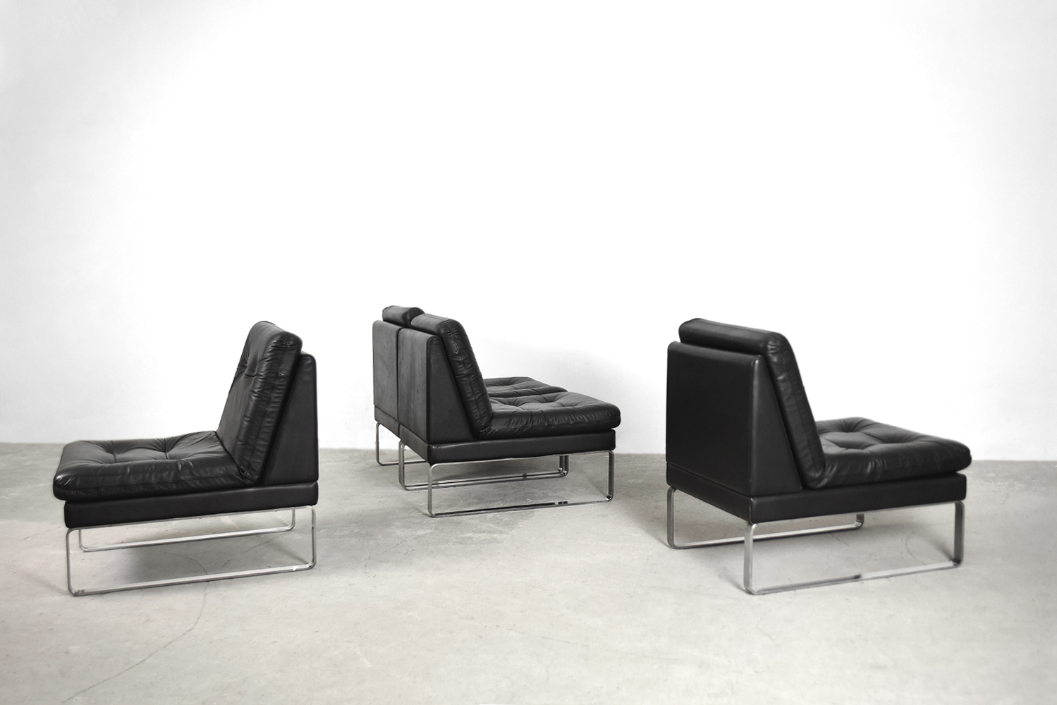 Sofa modułowa / Komplet 4 skórzanych foteli Klöber, Niemcy, lata 80