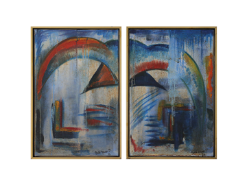 Dyptyk olejny na płótnie, Roald Ditmer, Kompozycja abstrakcyjna