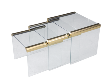 Komplet szklanych stolików Waterfall, proj. Leon Rosen, Pace Collection, Stany Zjednoczone, lata 70