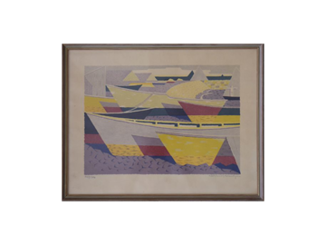 Litografia barwna, Waldemar Lorentzon, Båtparad, 1953