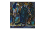 Obraz akrylowy na płótnie, Annemette Lichtenberg, Blå, Brun M/Huse, 1993
