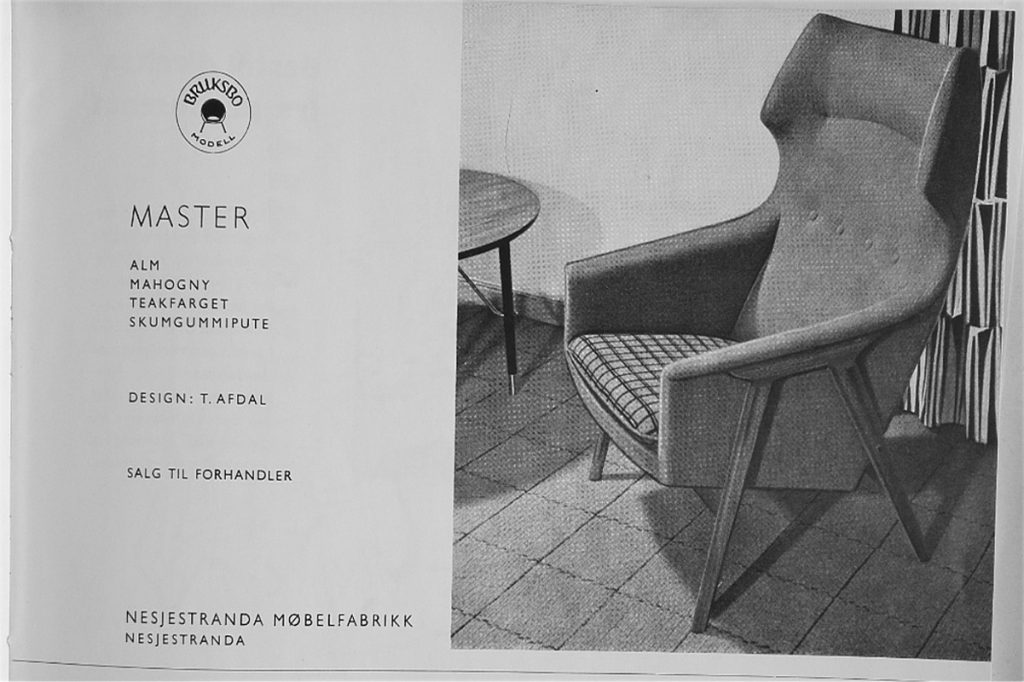 Fotel Mid-Century Modern, proj. T. Afdal, Bruksbo Nesjestranda Møbelfabrik, Norwegia, lata 60