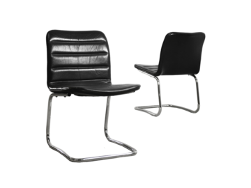 Para minimalistycznych skórzanych krzeseł, Pol International, Niemcy, lata 60