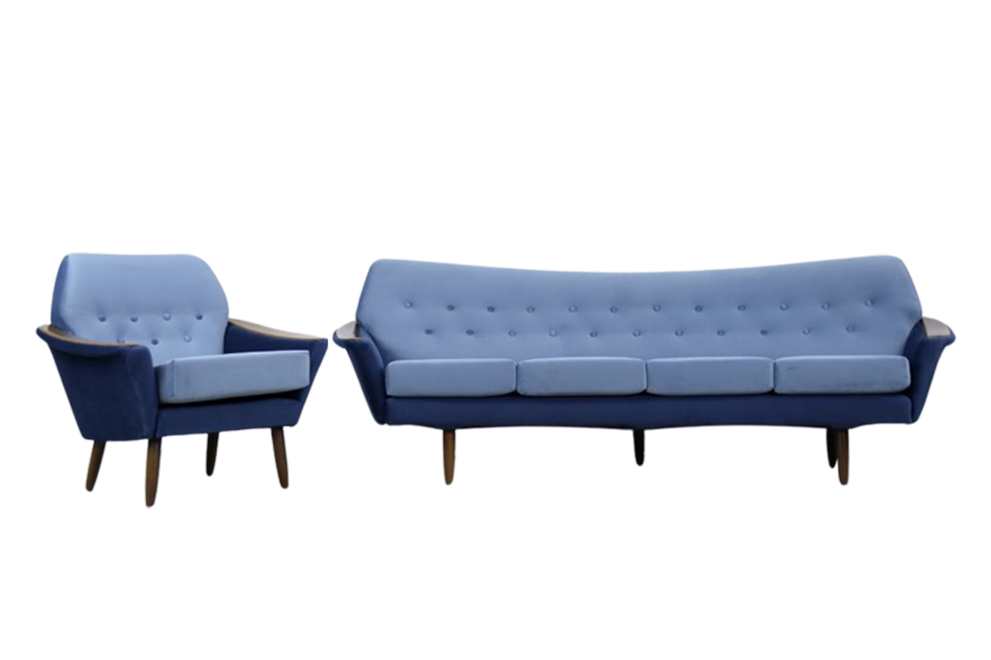 Welurowy komplet wypoczynkowy, Holm Fabriker AB, Szwecja, lata 60