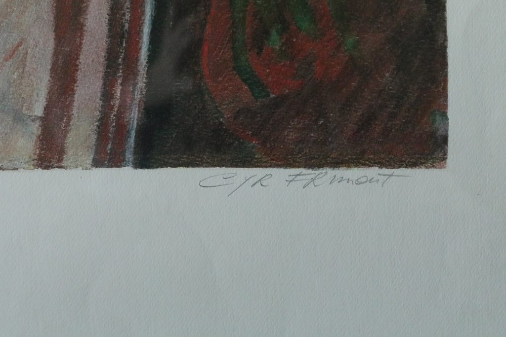 Kolorowa litografia, Man with two heads, Cyr Frimout, lata 90