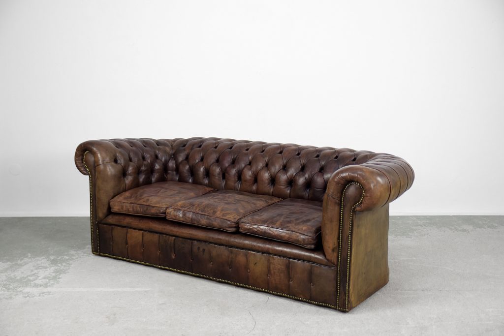 Skórzana sofa Chesterfield, Anglia, lata 20