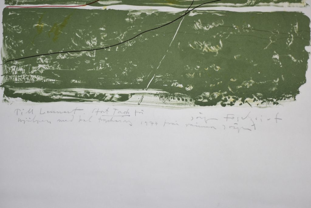 Colour lithograph, composition with figures, Jörgen Fogelqvist, 1977