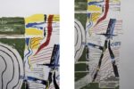 Colour lithograph, composition with figures, Jörgen Fogelqvist, 1977