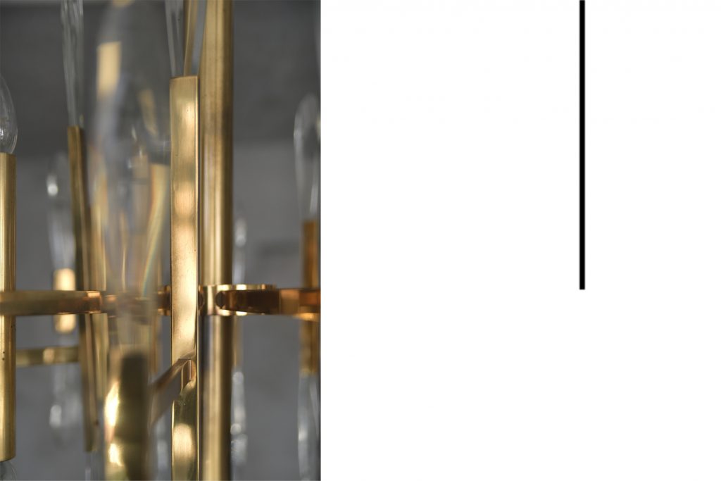 Mosiężny żyrandol, proj. G. Sciolari, Włochy, lata 70