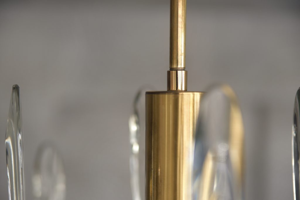 Mosiężny żyrandol, proj. G. Sciolari, Włochy, lata 70