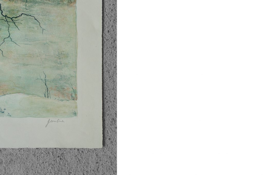 Litografia na tkanym papierze, Bernard Gantner, Lac Hivernal Aux Voges, lata 70