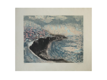 Akwaforta na papierze Arches, Lawrence Heyman, Seacoast, lata 60