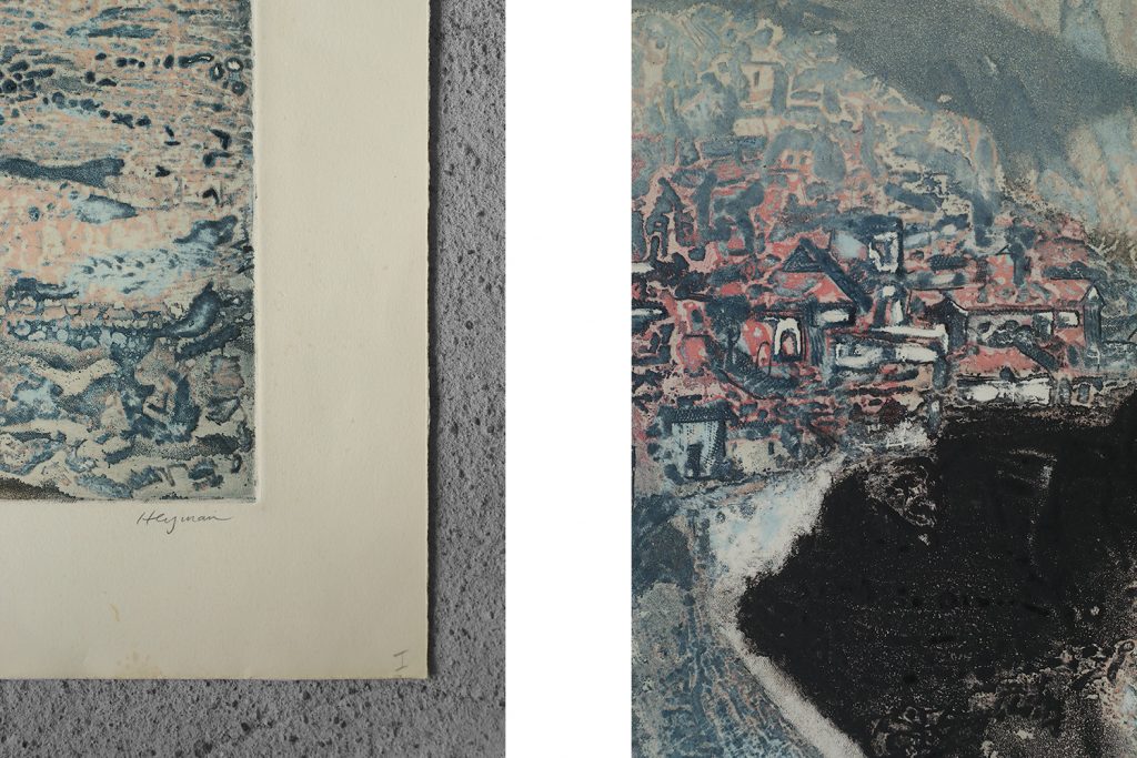 Akwaforta na papierze Arches, Lawrence Heyman, Seacoast, lata 60