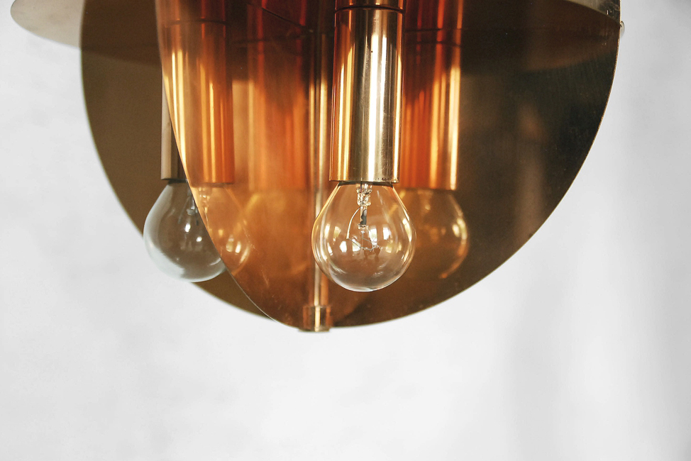 Miedziana lampa wisząca, Skandynawia, lata 70