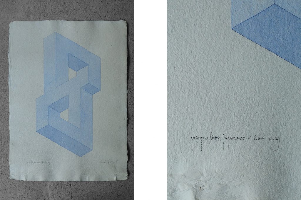 Akwarela na japońskim papierze ryżowym, Perspective Japonaise No 264, Oscar Reutersvärd