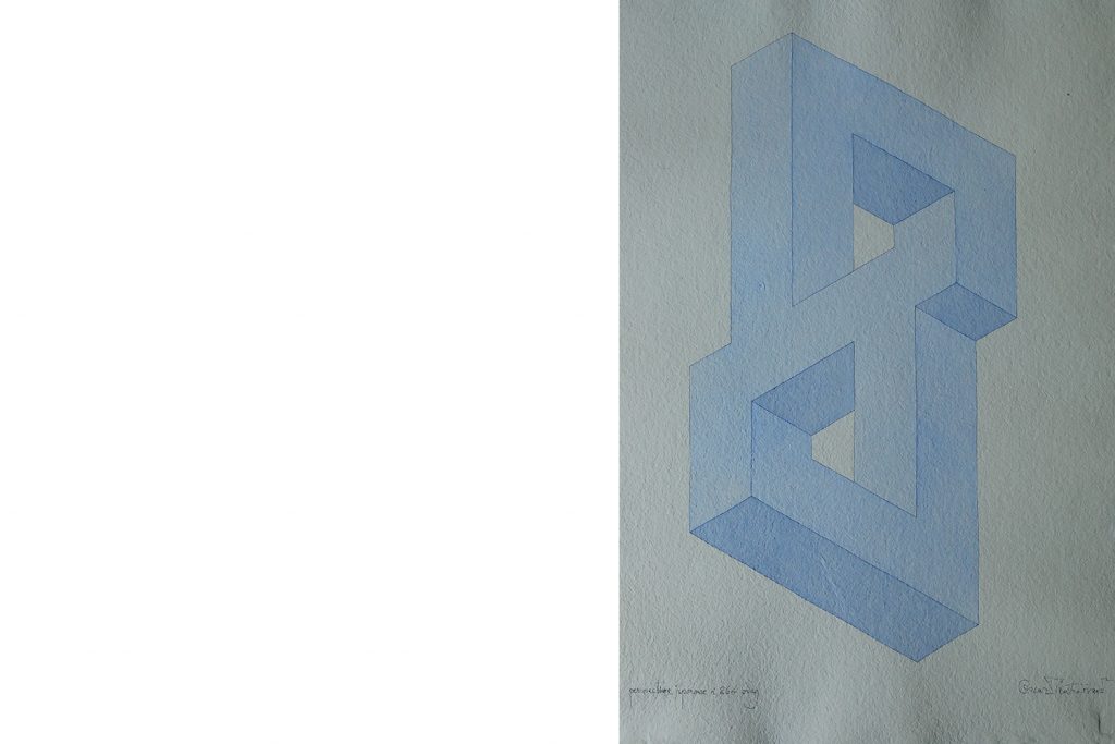 Akwarela na japońskim papierze ryżowym, Perspective Japonaise No 264, Oscar Reutersvärd