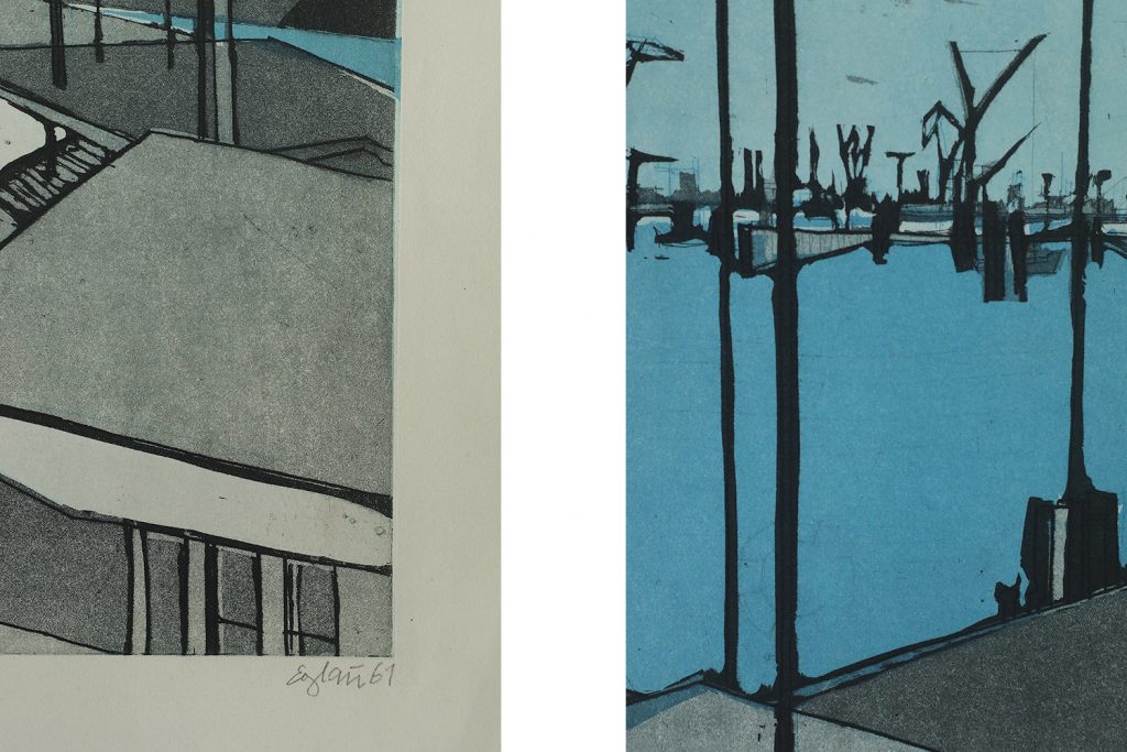 Akwaforta, Otto Eglau, Im Hafen, 1961