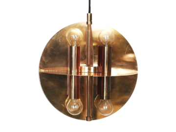 Miedziana lampa wisząca, Skandynawia, lata 70