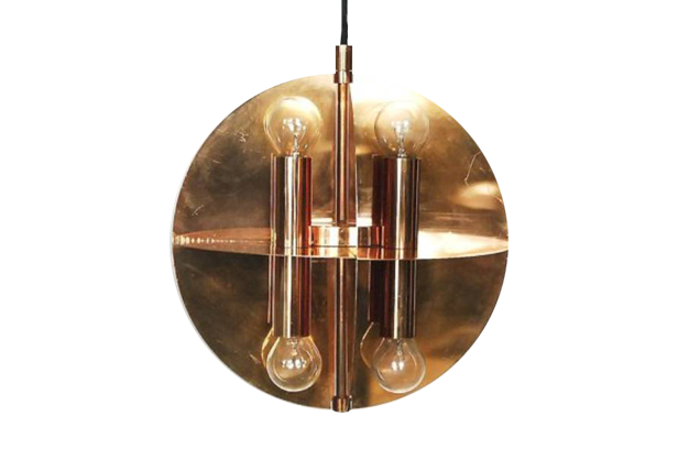 Miedziana lampa wisząca, Skandynawia, lata 70