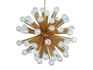 Mosiężna lampa sputnik z kryształami Swarovski, Ernst Palme, Niemcy, lata 60
