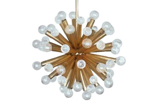 Mosiężna lampa sputnik z kryształami Swarovski, Ernst Palme, Niemcy, lata 60