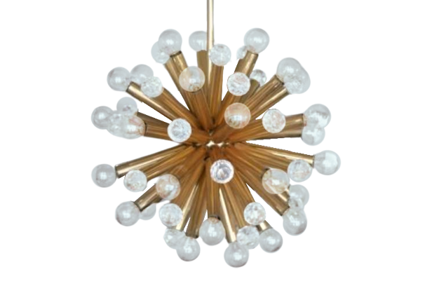 Mosiężna lampa sputnik z kryształami Swarovski, Ernst Palme, Niemcy, lata 60