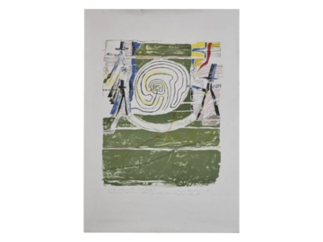 Litografia barwna, kompozycja z figurami, Jörgen Fogelqvist, 1977