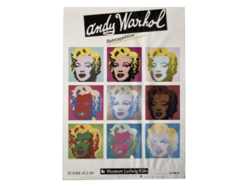 Oryginalny plakat z wystawy Andy'ego Warhola "Marilyn Monroe RETROSPECTIVE" Museum Ludwig Köln, 1989/1990