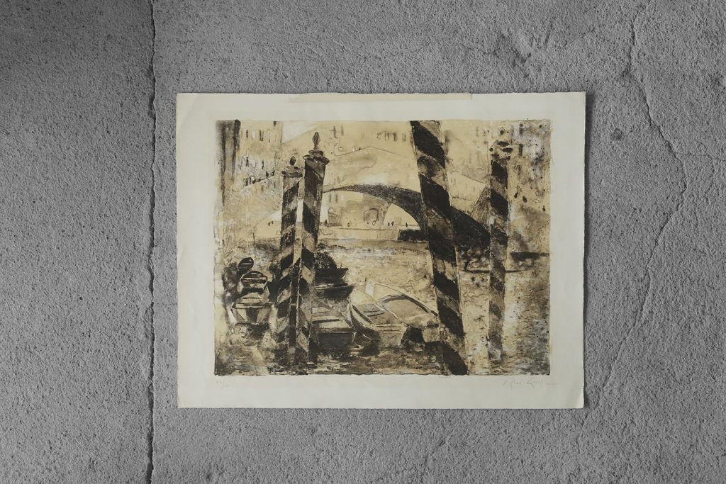 Litografia na papierze BFK Rives, René Genis, lata 70