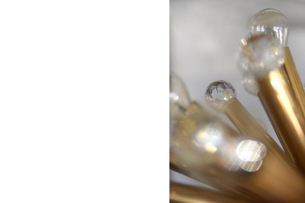 Mosiężna lampa sputnik z kryształami Swarovski, Ernst Palme, Niemcy, lata 60
