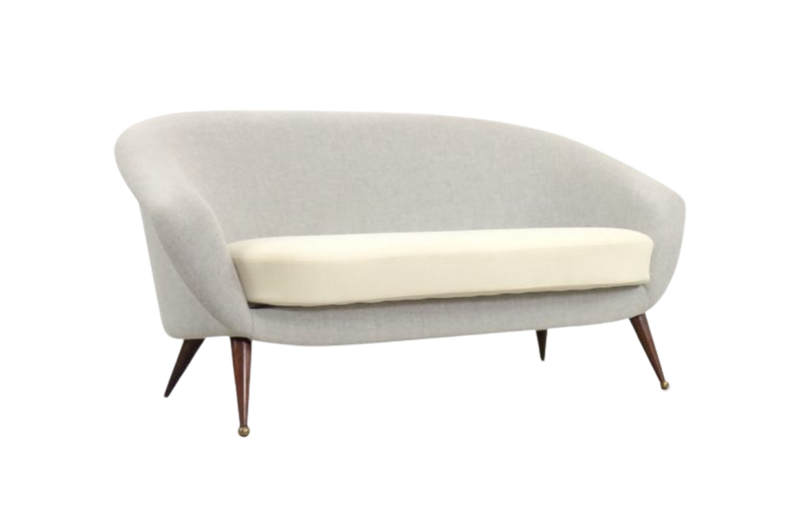 Modernistyczna sofa Tellus, proj. F. Jansson dla SM Wincrantz, Szwecja, lata 50