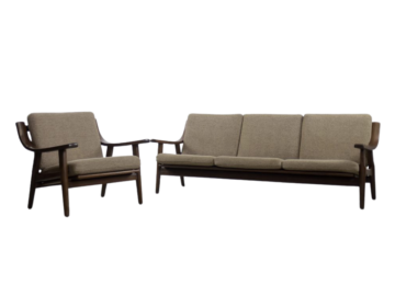 Komplet wypoczynkowy sofa + fotel GE-530, proj. Hans J. Wegner dla Getama, Dania, lata 60