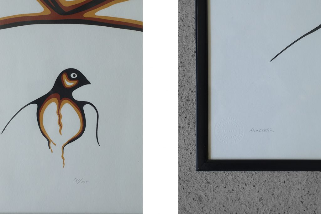 Akryl na papierze artystycznym, Protection, Saul Mamakeesick, Kanada, 1980