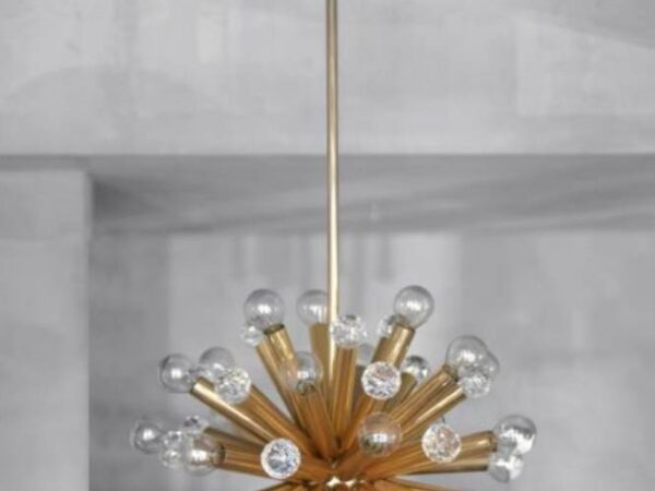 Mosiężna lampa sputnik z kryształami Swarovski, Ernst Palme, Niemcy, lata 60