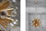 Mosiężna lampa sputnik z kryształami Swarovski, Ernst Palme, Niemcy, lata 60