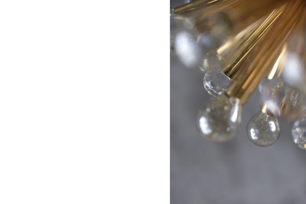 Mosiężna lampa sputnik z kryształami Swarovski, Ernst Palme, Niemcy, lata 60