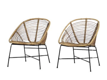 Para bambusowych foteli vintage, lata 60