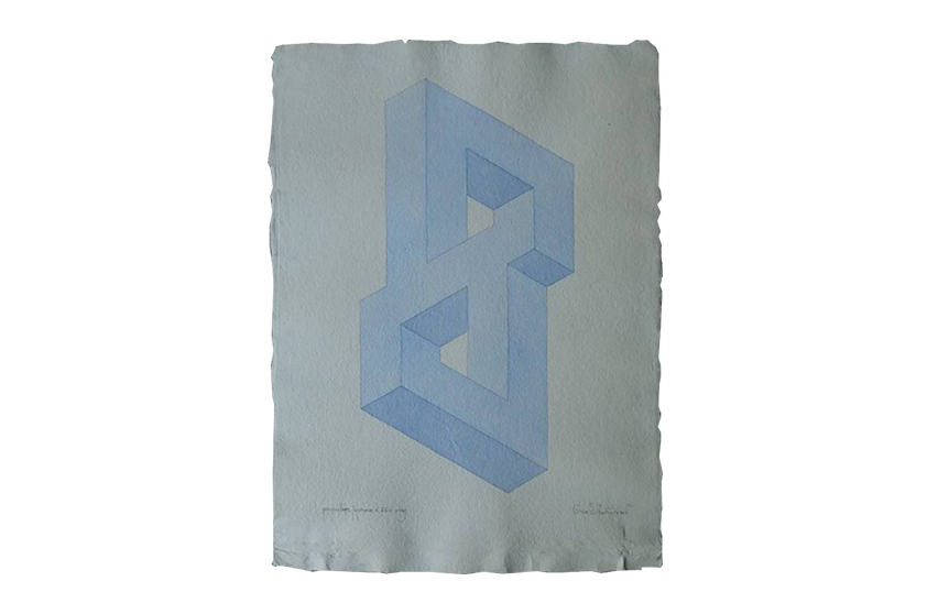 Akwarela na japońskim papierze ryżowym, Perspective Japonaise No 264, Oscar Reutersvärd