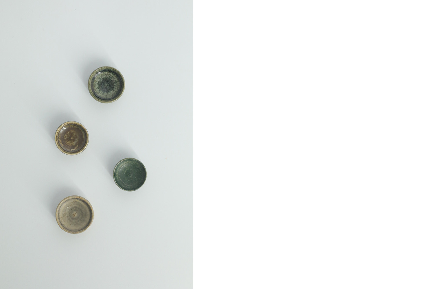 Komplet 4 brązowo-zielonych misek ceramicznych, proj. Gunnar Borg, Höganäs Keramik, Szwecja, lata 60