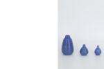 Komplet 3 niebieskich szkliwionych wazonów ceramicznych, proj. Gunnar Borg, Gunnars Keramik Höganäs, Szwecja, lata 60