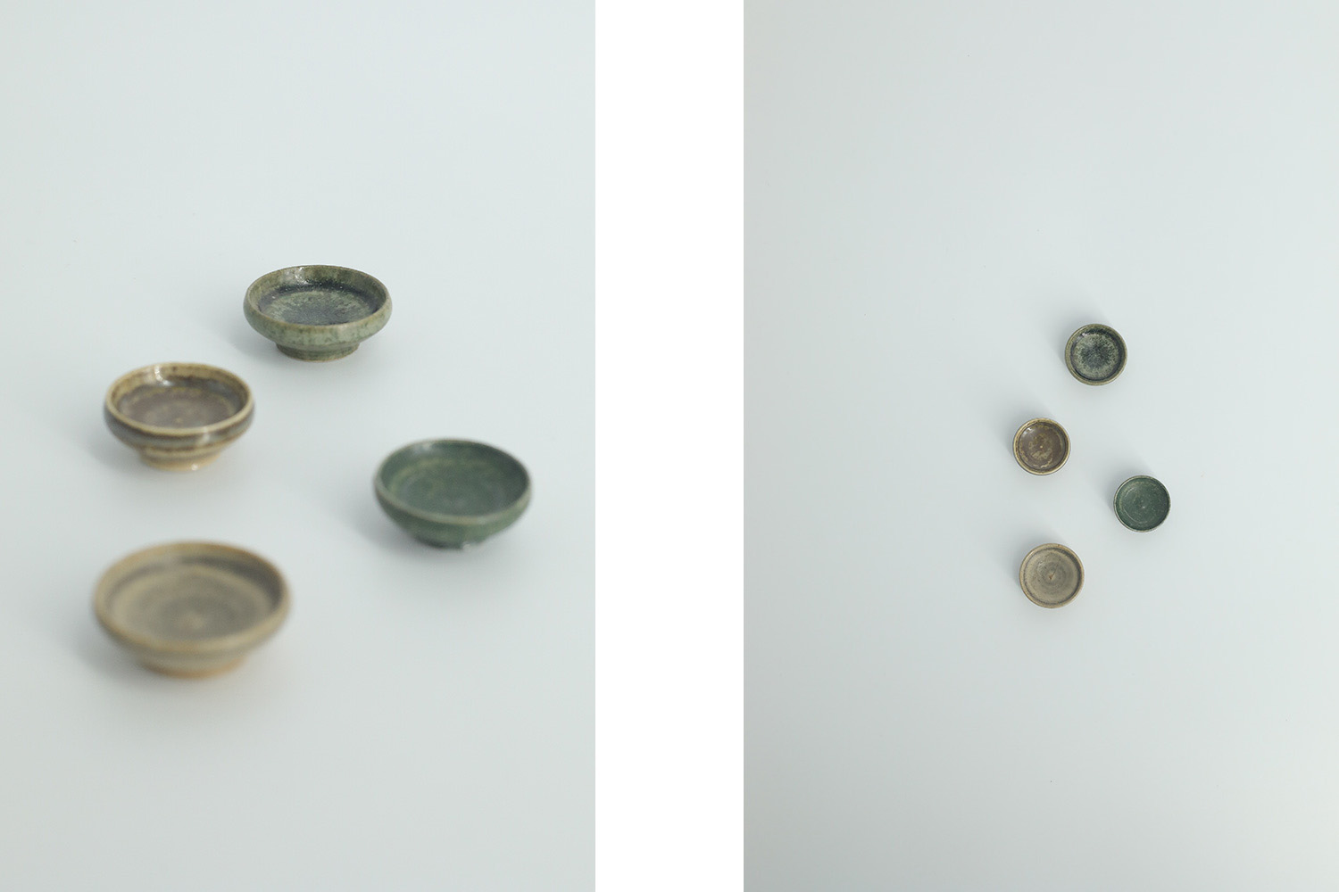 Komplet 4 brązowo-zielonych misek ceramicznych, proj. Gunnar Borg, Höganäs Keramik, Szwecja, lata 60