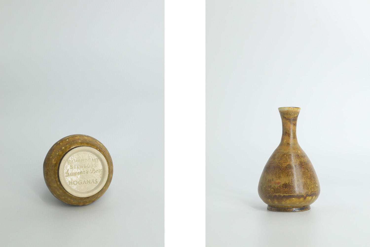 Komplet 4 brązowych wazonów ceramicznych, proj. Gunnar Borg, Höganäs Keramik, Szwecja, lata 60