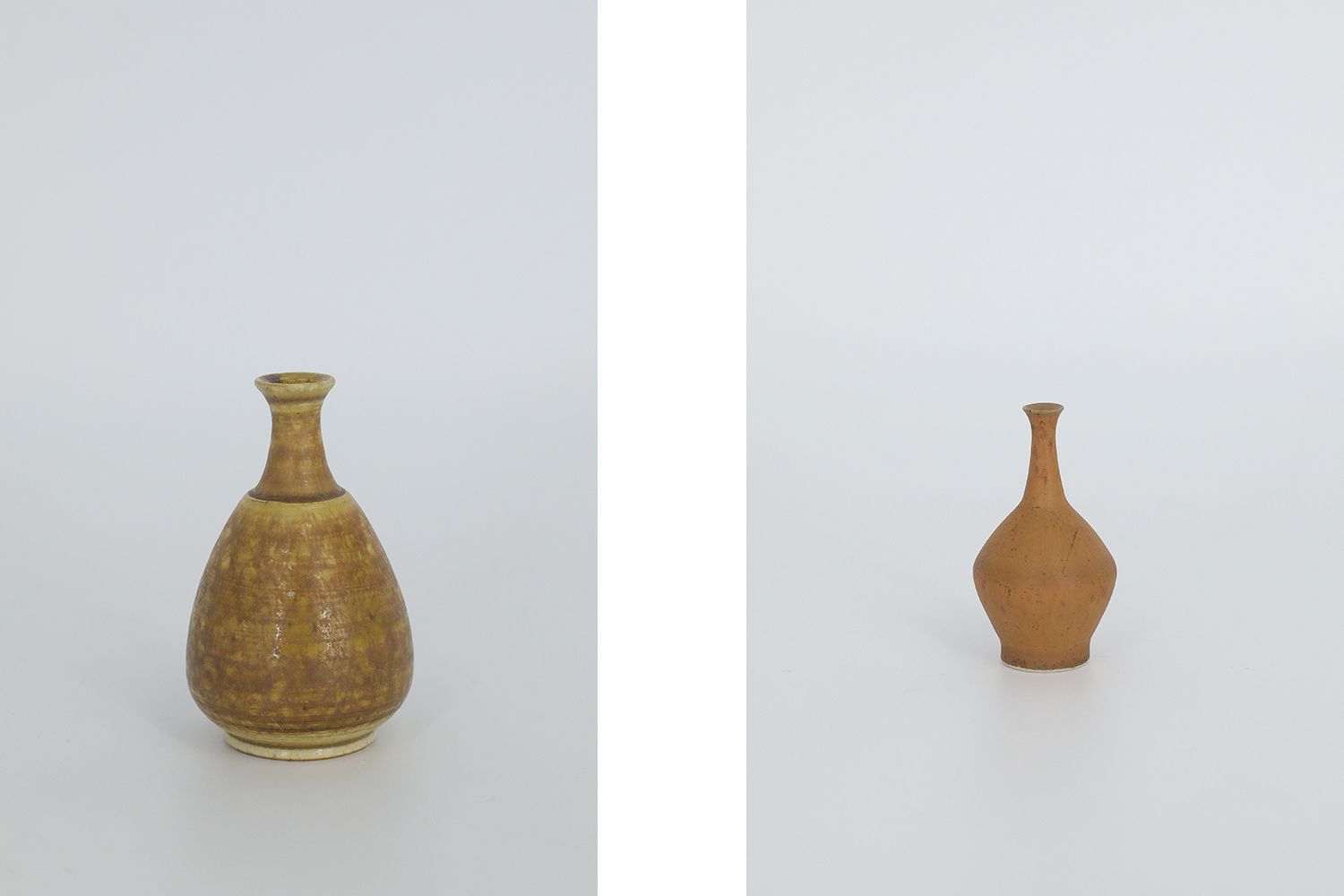 Komplet 4 brązowych wazonów ceramicznych, proj. Gunnar Borg, Gunnars Keramik Höganäs, Szwecja, lata 60