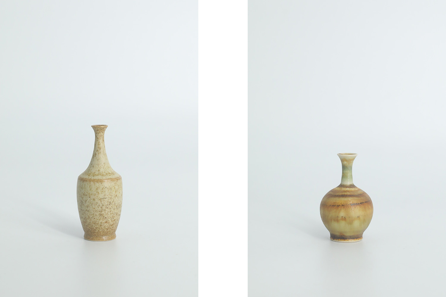 Komplet 4 brązowych wazonów ceramicznych, proj. Gunnar Borg, Höganäs Keramik, Szwecja, lata 60