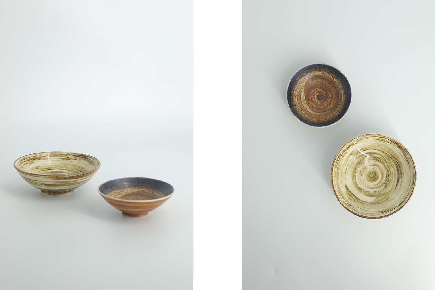 Komplet 2 brązowych misek ceramicznych, proj. Gunnar Borg, Höganäs Keramik, Szwecja, lata 60